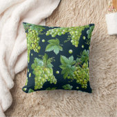 緑ブドウ：水彩暗色 クッション (ブランケット)