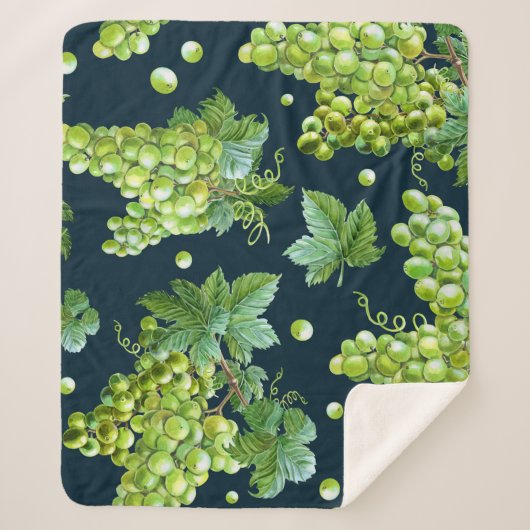 緑ブドウ：水彩暗色 シェルパブランケット (正面)