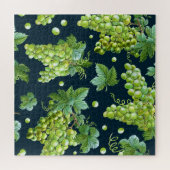 緑ブドウ：水彩暗色 ジグソーパズル (横)