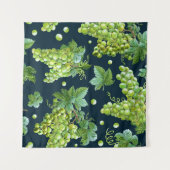 緑ブドウ：水彩暗色 タペストリー (正面(横))