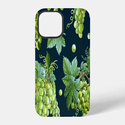 緑ブドウ:水彩暗色 iPhoneケース (裏面)