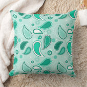 緑ペイズリー枕 クッション (ブランケット)