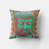 緑ポップ・アートのと赤縁どのパッチワーク仏 クッション (裏面)