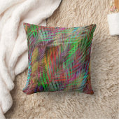 緑マゼンタおよび青の野草の抽象芸術 クッション (ブランケット)