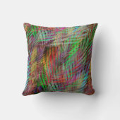 緑マゼンタおよび青の野草の抽象芸術 クッション (裏面)