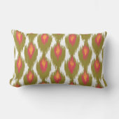 緑マゼンタ抽象芸術の部族イカットダイヤモンドパターン ランバークッション (正面)