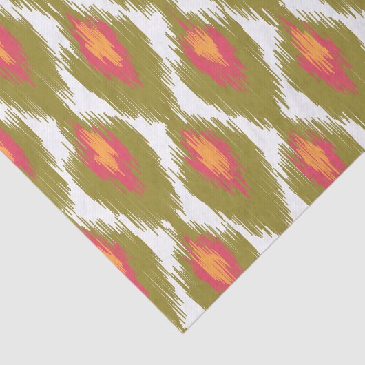 緑マゼンタ抽象芸術の部族イカットダイヤモンドパターン 薄葉紙 (詳細)