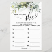 緑ママ赤ちゃんシャワーのゲームカード チラシ (正面)