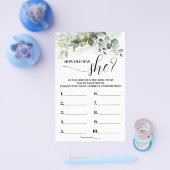 緑ママ赤ちゃんシャワーのゲームカード チラシ (シングル)