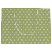 緑ミニマルと白のモノグラム ラージペーパーバッグ (裏面)