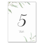 緑ミニマルの土結婚色のテーブルカード テーブルナンバー (正面)
