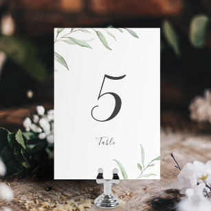 緑ミニマルの土結婚色のテーブルカード テーブルナンバー