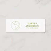 緑ミニマルの地球ロゴミニ | エコプロフェッショナル スキニー名刺 (正面)