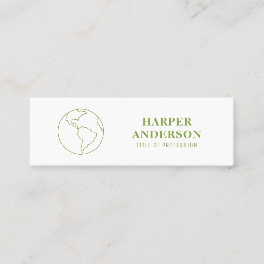 緑ミニマルの地球ロゴミニ | エコプロフェッショナル スキニー名刺 (正面)