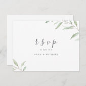 緑ミニマルの植物素朴な結婚式RSVP インビテーションポストカード (正面/裏面)