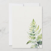 緑ミニマルの水色のシダの結婚葉 招待状 (裏面)