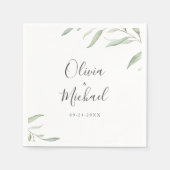 緑ミニマルの素朴結婚な スタンダードカクテルナプキン (正面)