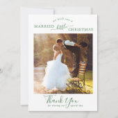 緑ミニマルの結婚したクリスマス3枚の写真 シーズンカード (正面)