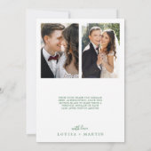 緑ミニマルの結婚したクリスマス3枚の写真 シーズンカード (裏面)