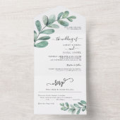 緑ミニマルの結婚葉が一つ オールインワン招待状 (内側)
