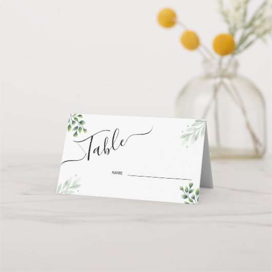 緑ミニマルの表の番号の座席表 プレイスカード (裏面)