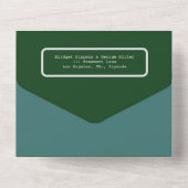 緑ミニマルファンシーカップル写真モノグラム オールインワン招待状 (裏面)