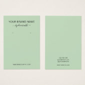 緑ミニマルモダンジュエリー表示カード (正面&裏面)