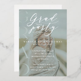 緑ミニマル写真グラッドパーティー書モダン道 箔招待状