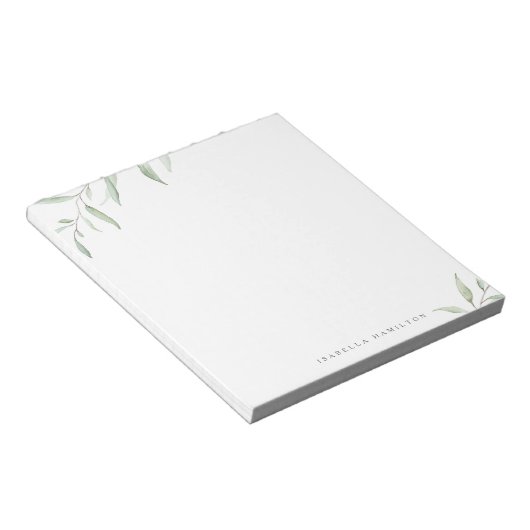 緑ミニマル地の田園パーソナライズされた文具 ノートパッド (アングル)