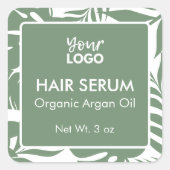 緑ミニマル植物性熱帯葉毛血清 スクエアシール (正面)