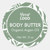 緑ミニマル植物熱帯葉体バター ラウンドシール (正面)