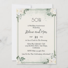 緑ミニマル樹結婚の記念日招待状 招待状