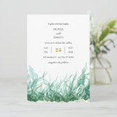 緑ミニマル海中海藻ビーチ結婚式 招待状 (スタンド正面)