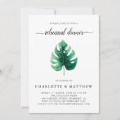 緑ミニマル熱帯葉リハーサルディナー 招待状 (正面)