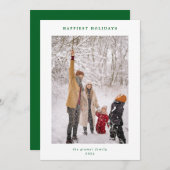 緑ミニマル白モダン幸せな休日の写真 シーズンカード (正面/裏面)