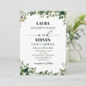 緑ミニマル色のエレガントな結婚式 招待状 (スタンド正面)