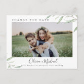 緑ミニマル色の写真は延期された日付を変更 ポストカード (正面)