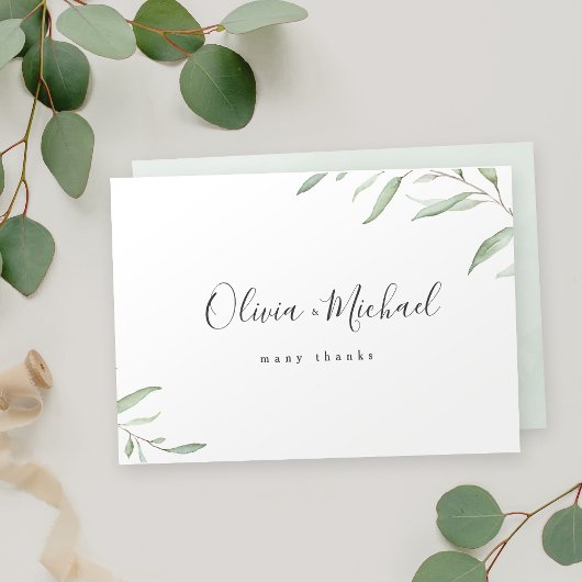 緑ミニマル色の書名 サンキューカード