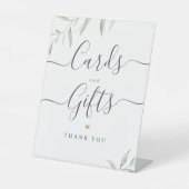 緑ミニマル色の素朴な結婚式カードと贈り物 台座サイン (正面)