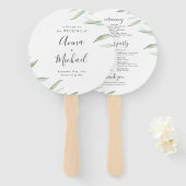 緑ミニマル色の素朴な結婚式 ハンドファン (正面&裏面)