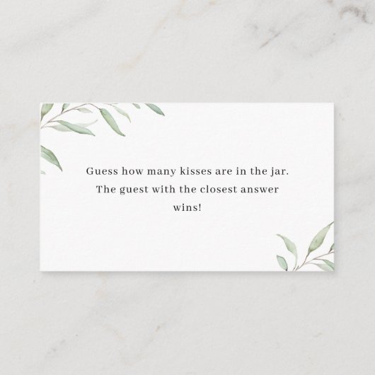 緑ミニマル色は、ゲームの囲いキスの数を推測 エンクロージャーカード (裏面)