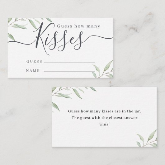 緑ミニマル色は、ゲームの囲いキスの数を推測 エンクロージャーカード (正面/裏面)