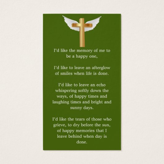 緑ミニマル記念葬式ブックマーク (裏面)
