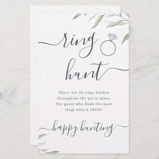 緑ミニマル輪狩りブライダルシャワーゲーム (正面/裏面)