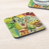 緑メキシコのタイルテーマ付きガラスチルコースター コースター (左側)