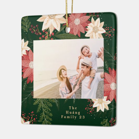 緑メリーのクリスマス写真植物枠 セラミックオーナメント (左)