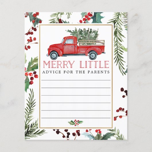 緑メリーの赤ちゃんシャワーゲームアドバイスカード (正面)