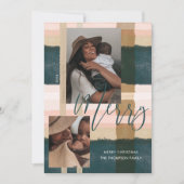 緑メリーモダンとピンクの格子模様の二枚の写真 シーズンカード (正面)