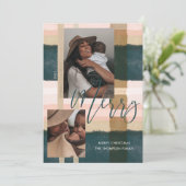 緑メリーモダンとピンクの格子模様の二枚の写真 シーズンカード (スタンド正面)