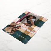 緑メリーモダンとピンクの格子模様の二枚の写真 箔シーズンカード (回転した状態)